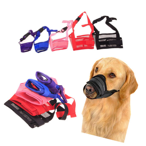 Adjustable Mesh Breathable Mouth Muzzle Anti Bark Bite Chew Dog Training
